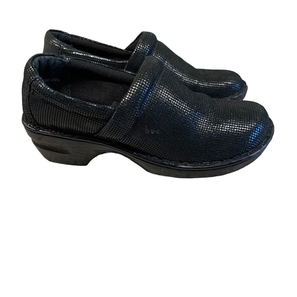 Born Boc Shimmer Suede Clog Comfort Slip On Black Sz.11 NEW